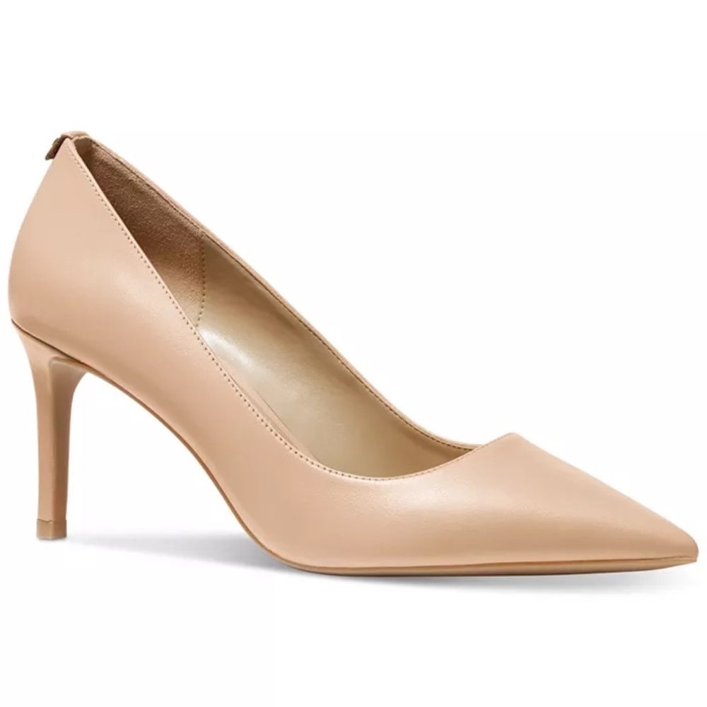 Michael Kors Alina Flex Pointy Toe Pump Heels MK Logo Leather Light Blush Size 8